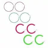 VARKAGE Ohrringe 90er Jahre Damen, Pink Hoops und C-Form Schmuck 80er Jahre Damen, Große Dünne Creolen Neon Accessoires, Elegant Ohrringe Ohrschmuck für Party Hochzeitsfeier 60 mm für Mädchen