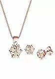 Elli Schmuckset Damen Basic Solitair mit Kristallen in 925 Sterling Silber rosé vergoldet