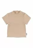 Sterntaler Badeshirt Kurzarm Rippenoptik – UV-Schutz 50+ Schwimmshirt mit Reißverschluss – Unisex UV Shirt mit Stehkragen – Kinder Bademode für Schwimmbad und Strand, beige, Größe 104