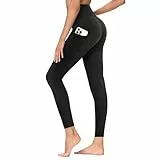 TNNZEET Leggings Damen High Waist mit Taschen Sporthose Blickdicht Sportleggins Lang Weiche Yogahose Elastische Hosen Sport Gym Laufhose(Schwarz,S-M)
