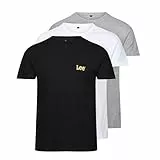 Lee Herren Mens Cotton T Shirt Standard Fit T-Shirt, Black/Grey Marl/White,