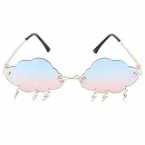 Amosfun Randlose Sonnenbrille UV-Schutz Sonnenbrille mit Wolkenform Und Blitz Neuheit Brille Flieger Sonnenbrille Brille für Frauen Ma Outdoor Beach