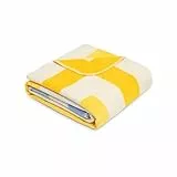 s.Oliver Decke 150x200 cm - Baumwollmix, Made in Germany, warm & waschbar, Kuscheldecke grafisch hellblau gelb