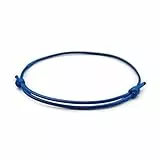 [2 Stück] Dezentes einfaches Armband | Handgemachtes dünnes Surfer Band aus gewachster Baumwolle | Geschenk Freundschaftsarmband | Viele Farben (2 Stück, Dunkelblau)