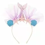 Frcolor Glitter Meerjungfrau Stirnband mit Mesh Prinzessin Mädchen Haarbänder Party Favors Ohren Haarband Purplr Tail