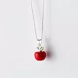 Garten von Eden Frucht rot Apfel Anhänger Halskette 925 Sterling Silber Fein Schmuck Geschenk für Mädchen Frauen