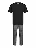 JACK&JONES Herren JACBACIS Tee and Woven Pants GIFTBOX Schlafanzug, Black/Pack:Pants Brown Check, XL