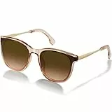 kunchu Sonnenbrille-Damen-Groß-Brillert-Frauen-Retro-Square -Trendy- Klassisch-UV400-Schutz-Ultraleicht-Runde Braunes Pulver