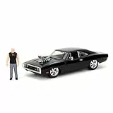 Jada Toys Fast and Furious Modellauto Dodge Charger 1970 (19 cm) mit Dominic Toretto Figur (8 cm) - Film-Auto mit Teilen zum Öffnen, Spielzeug-Set aus Metall für Fans und Sammler ab 8 Jahre