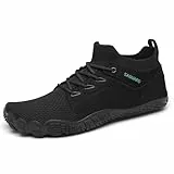SAGUARO Unisex Barfußschuhe für Herren Damen Fitnessschuhe Atmungsaktiv rutschfest Traillaufschuhe Mid Top Zehenschuhe mit Breite Zehenbox Schwarz 40 EU