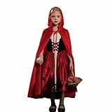M?dchen Rotk?ppchen Kost?m Kleid Verkleidung mit Umhang mit Kapuze f?r Kleinkinder Kinder Halloween Cosplay Karneval Fasching Geburtstag Party Verkleidung Faschingskost?me Mottoparty Rot 9-10 Jahre