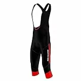 FDX Herren-3/4-Trägerhose für den Radsport, Radhose mit Gelpolster, schwarz / rot, S
