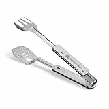 BURNHARD® Grillbesteck 4-in-1, Multitool inkl. Grillwender, Grillgabel, Grillzange und Flaschenöffner