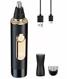 Nasenhaartrimmer Herren, 2 In 1 Nasenhaarschneider mit LED Akku Anzeige,Nasentrimmer Ohrhaartrimmer Gesichtshaartrimmer für Männer & Frauen, USB-C Wiederaufladbarer, IPX7, Doppelklingen Schmerzfreier