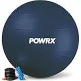 POWRX Gymnastikball inkl. Ballpumpe und Workout I Sitzball Pilates Yoga Ball Anti-Burst Verschiedene Größen 55, 65, 75, 85, 95 cm und Farben I Büro und Balance Stuhl (Navy, 65 cm)