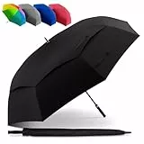 STYNGARD XXL Regenschirm Groß Sturmfest mit 140 cm Durchmesser - Golfschirm mit Auf-zu-Automatik und Doppelbespannung für maximalen Wind- und Regenschutz Modell BELFAST (Schwarz, 130cm)