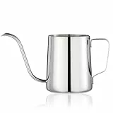PARACITY Schwanenhals-Wasserkocher, zum Übergießen, 350 ml, langer, schmaler Auslauf, Hand-Kaffeekesser, präziser Durchfluss, Camping-Kaffeekannen für Reisen, Kaffeemaschine, Outdoor (Edelstahl)