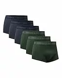 DANISH ENDURANCE 6er Pack Kurze Boxershorts Herren Baumwolle, Mit kurzem Bein, Unterhosen Männer, Ohne Zettel, Mehrfarbig (3xblau Melange, 3xgrün Melange) 6er Pack, M