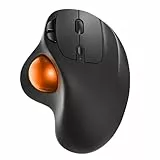 Nulea M501 Trackball Ergonomisch Wiederaufladbar Daumengesteuert Glatte Verfolgung 3 Geräte Bluetooth/USB kompatibel für PC/Laptop/Mac/Windows (Hellorange)