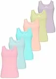 LOREZA ® 6 Mädchen Baumwolle Unterhemden mit Schleife Tank Top (152-158 (12-13 Jahre), Mix - 6 STÜCK)
