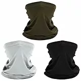 patinadrift 3 Stück Multifunktionstuch Schlauchschal, Winddicht Bandanas Elastiche Schnelltrocknend Maske Sonnenschutz Halstuch Herren Damen Loop Schal Neckwarmer (Black Grey Army Green)