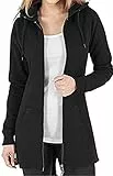 Tuopuda Damen Hoodie Jacke Oversize Reißverschluss Winterjacke Langarm Mantel Winter Cardigan Kapuzenpullover Sweatshirt mit Kapuze Strickjacke Kapuzenjacke mit Taschen Kapuzenpulli, Schwarz, XL