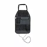 hauck Cover Me Deluxe, Grau - Universal Auto Rückenlehnenschutz & Autositz Organizer 38 x 59 cm mit Taschen und Getränkehalter, Schützt Autositz vor Schmutz, Wasserabweisend & Leicht Abwischbar