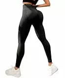 STARBILD Leggings Damen Sport Scrunch Butt Nahtlose, High Waist Yogahose Blickdicht Push Up für Fitness Gym Alltag, Sexy Seamless - Schwarz M