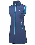 Little Donkey Andy Leichte Softshell-Weste für Damen in langer Ausführung Outdoor-Weste für Damen Lang Winddichte ärmellose Jacke zum Wandern Blau S