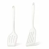 Herogo Pfannenwender Set, 2 Stück Silikon Geschlitzt Wender Pfannenwender zum Kochen, Hitzebeständig Küchenhelfer Spachtel zum Flip Fisch Eier Pfannkuchen, Antihaft, Spülmaschinengeeignet, Weiß