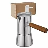 LAMBDA COFFEE® VESUV Espressokocher aus Edelstahl I Induktion geeignet I Outdoor und Indoor Mokkakanne (200ml - 3-4 Tassen) | Espresso Maker | Kaffeekanne I Espressokocher Induktion