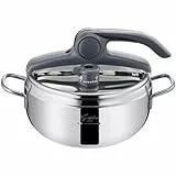 Lagostina Irradial Control Lagoeasy'UP 3,5 l Schnellkochtopf aus Edelstahl 18/10, Ø 22 cm, für Induktion und Gas, Vereinfachtes Öffnen des Deckels, mit 3-lagigem Irradial-Plus-Boden, Metallic