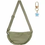 DOINEUFL Damen Halbmond Crossbody Schultertasche, Umhängetasche Damen, Hobo Halfmoon Bag, Wasserdicht Nylon Einfarbigemit Halbmond Tasche Damen verstellbarer Schultergurt für Frauen Reisen (Grün)