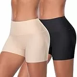Joyshaper Damen Unterhose Unter Rock Kurz Hose Yoga Shorts Short Tight Boxershorts Kurze Leggings Boyshort Nahtlose Miederhose Miederslip Unterwäsche Unter Rock Kleid Hose oder Zuhause Schwarz+Beige S