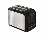 Tefal Express TT410D Toaster, 2 Scheiben, 850 W, Edelstahl/Schwarz – Extra breite Schlitze (160 mm), 7 Bräunungsstufen, Auftau- & Aufwärmfunktion
