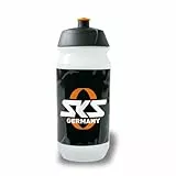 SKS GERMANY LOGO BOTTLE SMALL 500 ml Trinkflasche im SKS GERMANY Design (Fahrradzubehör für alle gängigen Flaschenhalter, auslaufsicheres Push-Pull Ventil, ergonomische Form, abnehmbarer Deckel)