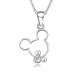 Kaguyo Mickey Mouse Halskette für Frauen - 925 Sterling Silber Minnie Maus Anhänger Mit Klarem Zirkonia - Geburtstagsgeschenk für Mädchen
