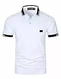 LIUPMWE Poloshirt Herren Kurzarm Polohemd Slim Fit Basic Golf Polo Baumwolle Männer T-Shirt Sommer,XL,Weiß-39