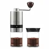 SILBERTHAL Manuelle Kaffeemühle aus Edelstahl & Glas – 6 Mahlgrade (Espresso bis Cold Brew) – Handkaffeemühle für Reisen, Camping & Zuhause – mit Geschenkbox