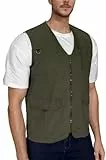 MeiLayM Herren Outdoor Weste Arbeitsweste Anglerweste Schnelltrocknende Freizeitweste Ärmellos Sport Weste Jagd Fotografie Weste Camping Multifunktionsweste Militärgrün,XL