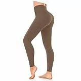 FuelMeFoot Leggings Damen High Waist Blickdicht Sportleggings Damen Lang Elastisch Bauchkontrolle Slim Fit Sporthose Leggins für Yoga Gym Fitness Alltag.1 Pack-06-Mokka S/M
