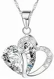 Sobeta Kette Damen 925 Sterling Silber Zirkonia mit Lebhaft Herz Halskette