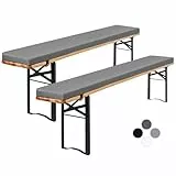 Showgeous 2er-Pack Bierbankauflage Gepolstert für Bierzeltgarnitur Bankauflage 220x25x3cm XL Waschbare Bierbankauflagen Gepolstert Auflage für Biertisch & Partyzeltgarnitur(Grau,Wasserabweisend)