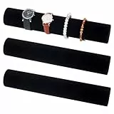 UNICRAFTALE 3 Stück Samt Schmuckrolle Für Armreifen Armbänder Uhren 30cm Abtrennbar Schmuckrolle Reise Halsketten Organizer Schwarz Schmuckschmuckorganizer Für Ausstellung Aufbewahrung Und Reise