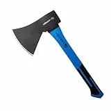 HÖGERT TECHNIK Äxte 800g mit Glasfaserstiel - Universalaxt zum Spalten und Hacken, ergonomischer Rutschfester Griff, gehärtetes Axtblatt 47-55 HRC, Stiel aus HDL-Glasfaser, gefertigt nach DIN 5131