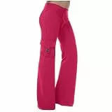 EMATOP Cargohose Damen Lang Baggy Jogginghose Baumwolle Casual Wanderhose High Waist Sport Cargo Hosen Locker Einfarbig Freizeithose mit Taschen Sporthose Regulär Fit Sommerhose Trainingshose