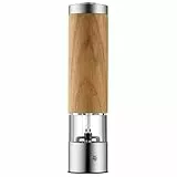 WMF Ceramill Elektrische Mühle 21,5 cm, Salz und Pfeffermühle elektrisch unbefüllt, Eichenholz Cromargan Edelstahl, Keramikmahlwerk