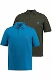 JP 1880 Herren große Größen Übergrößen Menswear L-8XL Poloshirts, Basic, 2er-Pack, Piqué, gekämmte Baumwolle blautürkis 4XL 704317761-4XL