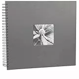 Hama Fotoalbum Jumbo 36x32 cm (Spiral-Album mit 50 schwarzen Seiten, Fotobuch mit Pergamin-Trennblättern, Album zum Einkleben und Selbstgestalten) grau