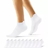 EKSHER Sneaker Socken Damen 35-38 Weiß 10 Paar Kurze Socken Herren Baumwolle Sportsocken Damen 35-38 Halbsocken Kurz Anti Schweiß Atmungsaktive Sommer Halbe Low Running Socks